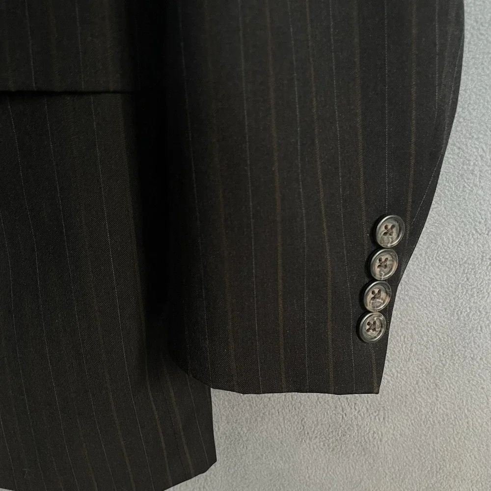 Vintage Burberry Brown Wool Long Sleeve Single-Breasted Mens Blazer Size 44 L